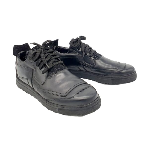 Ανδρικά Χειροποίητα Δερμάτινα Μαύρα Sneakers - 91002