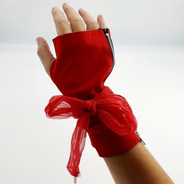 Γυναικεία Χειροποίητα Δερμάτινα Κόκκινα Γάντια - X003