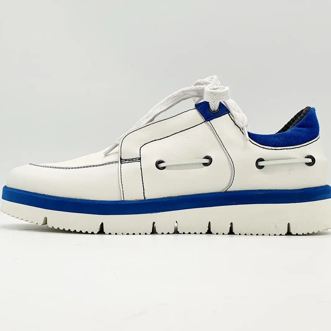 Ανδρικά Χειροποίητα Λευκά Δερμάτινα Sneaker - 91004