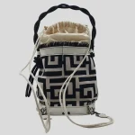 Γυναικεία Χειροποίητη Υφασμάτινο Backpack Λευκό/Μαύρο - 30035